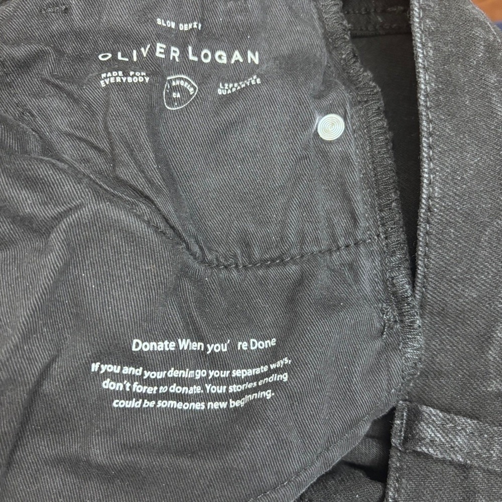 Oliver Logan Womens High Rise Wide Leg Raw Hem Jeans Black Stretch Classic 28 - Picture 5 of 9
